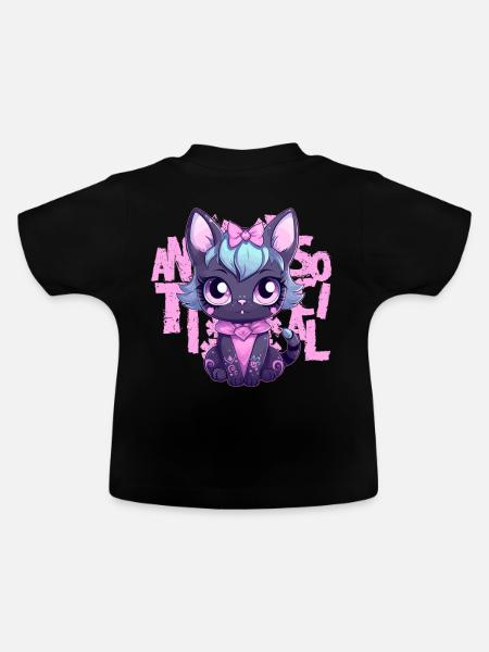Kawaii Pastel Goth Cat Antisocial Introvert Japane - Baby Bio-T-Shirt mit Rundhals - Schwarz
