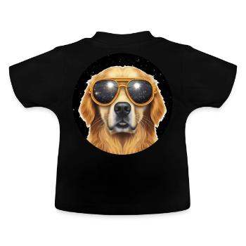 Golden Retriever In Galaxy Eyeglasses Galaxy Dog L - Baby Bio-T-Shirt mit Rundhals - Schwarz - Hinten