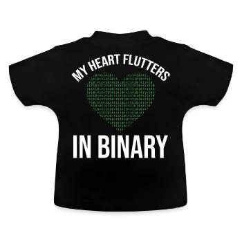 My Heart Flutters In Binary Programmer Computer - Baby Bio-T-Shirt mit Rundhals - Schwarz - Hinten