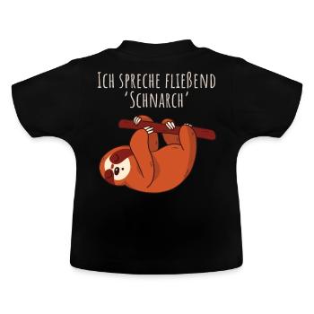 Fließend Schnarch - Faultier Schlafshirt Damen - Baby Bio-T-Shirt mit Rundhals - Schwarz - Hinten