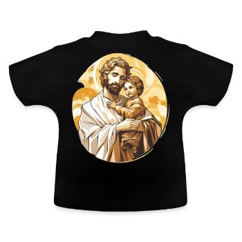 St Joseph Catholic Patron Saint Religious Faith - Baby Bio-T-Shirt mit Rundhals - Schwarz - Hinten