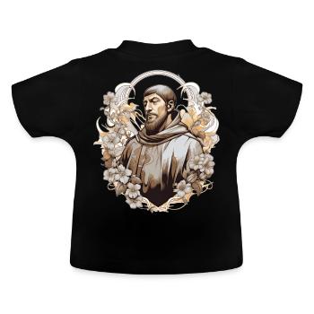 St Francis of Assisi Vintage Catholic Saint - Baby Bio-T-Shirt mit Rundhals - Schwarz - Hinten