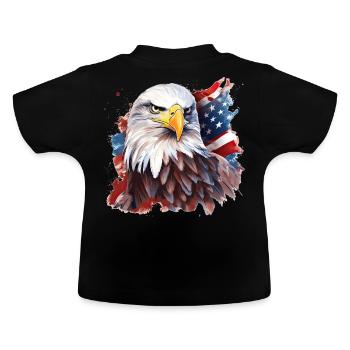 Bald Eagle US American Flag Patriotic Animal - Baby Bio-T-Shirt mit Rundhals - Schwarz - Hinten