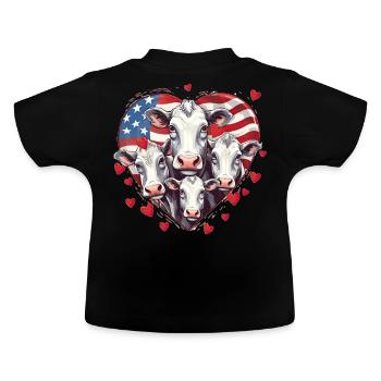 USA American Flag Patriotic Farm Animal Cute Cows - Baby Bio-T-Shirt mit Rundhals - Schwarz - Hinten