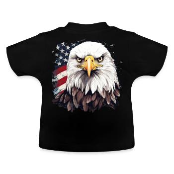 Patriotic Animal Bald Eagle US American Flag - Baby Bio-T-Shirt mit Rundhals - Schwarz - Hinten