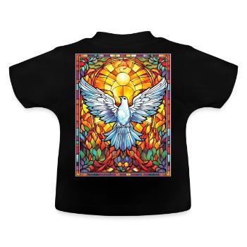Stained Glass Dove Spiritual Vintage Geometric Mos - Baby Bio-T-Shirt mit Rundhals - Schwarz - Hinten