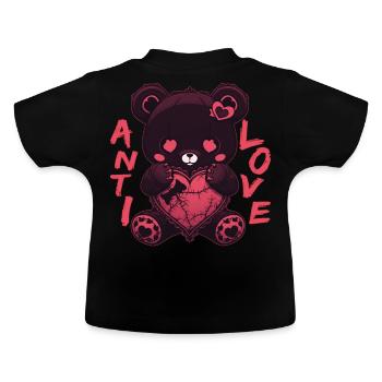 Anti Love Black Teddy Bear With Heart Cute Goth - Baby Bio-T-Shirt mit Rundhals - Schwarz - Hinten