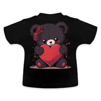 Goth Teddy Bear With Heart Emo Valentines Day Cree - Baby Bio-T-Shirt mit Rundhals - Schwarz - Hinten