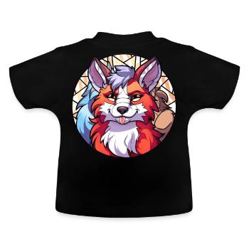 Funny Furry Fox Geometric Low Poly Animal Art - Baby Bio-T-Shirt mit Rundhals - Schwarz - Hinten