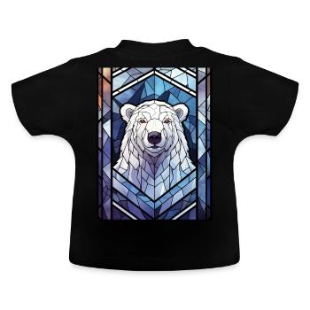 Polar Bear Wildlife Stained Glass Geometric Animal - Baby Bio-T-Shirt mit Rundhals - Schwarz - Hinten