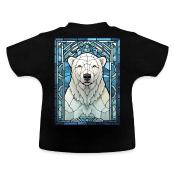 Arctic Polar Bear Stained Glass Geometric Animal - Baby Bio-T-Shirt mit Rundhals - Schwarz - Hinten
