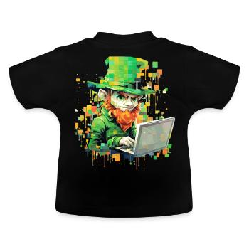 Coder Leprechaun St Patrick's Day Binary Programme - Baby Bio-T-Shirt mit Rundhals - Schwarz - Hinten