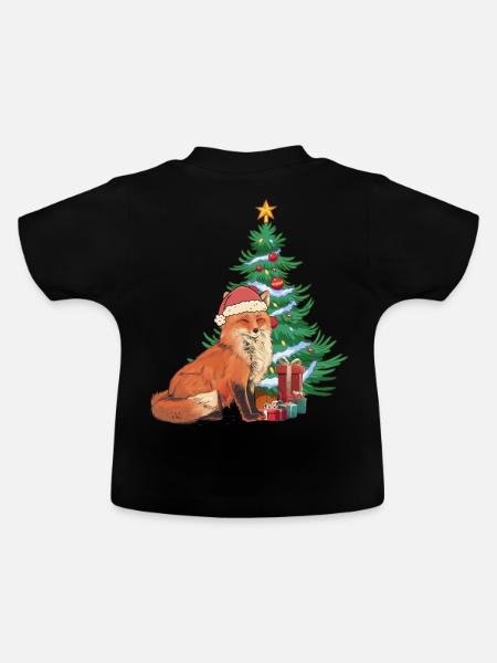 Fuchs Nikolaus Weihnachtsmann Santa Tannenbaum - Baby Bio-T-Shirt mit Rundhals - Schwarz