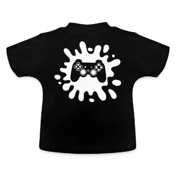 Gamer Splatter Controller – Retro Gaming Art - Baby Organic T-Shirt with Round Neck - black - Back