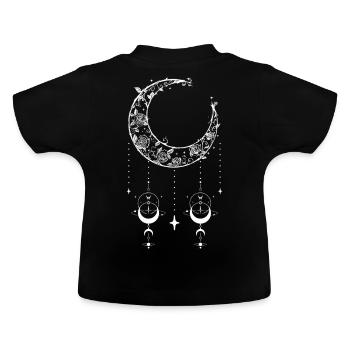 Floral Rose Crescent Moon Gothic Witchy Luna Mysti - Baby Organic T-Shirt with Round Neck - black - Back