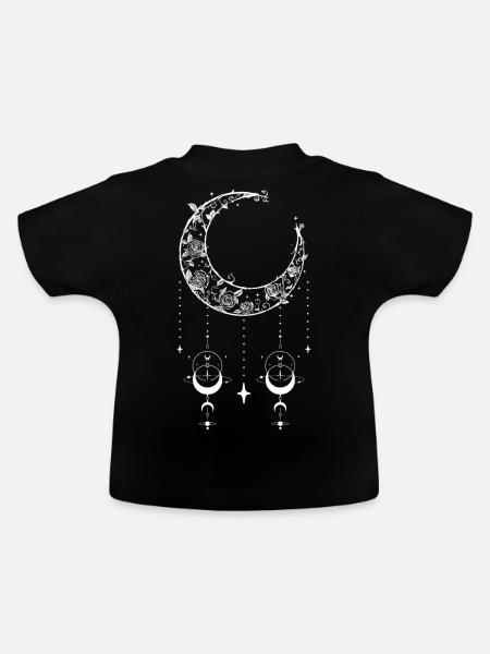 Floral Rose Crescent Moon Gothic Witchy Luna Mysti - Baby Bio-T-Shirt mit Rundhals - Schwarz