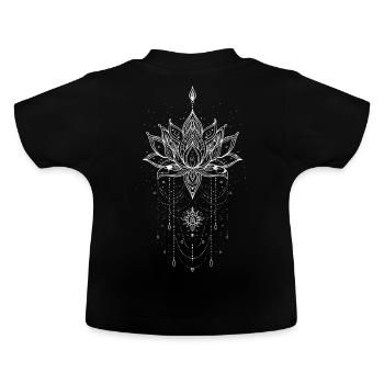 Mystical Lotus Flower Mandala Boho Gothic Pagan - Baby Organic T-Shirt with Round Neck - black - Back