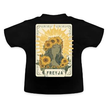 Freyja Norse Viking Goddess Sunflower Tarot Card - Baby Organic T-Shirt with Round Neck - black - Back