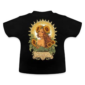 Sunna Déesse nordique Boho Tournesol Solstice d’été - T-shirt bio col rond Bébé - noir - Dos