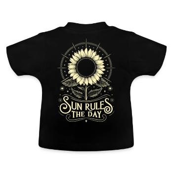 Le soleil règne le jour boho tournesol solstice d’été C - T-shirt bio col rond Bébé - noir - Dos