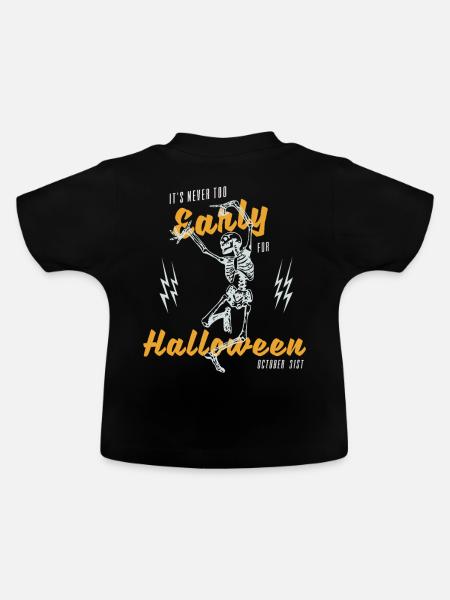 Halloween Skeleton with Power Pose - Baby Bio-T-Shirt mit Rundhals - Schwarz