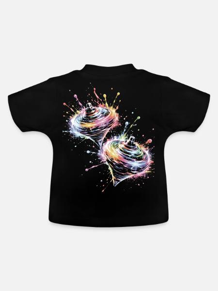 Mehrfarbige Drehkerle-Splash-Kunst - Baby Bio-T-Shirt mit Rundhals - Schwarz