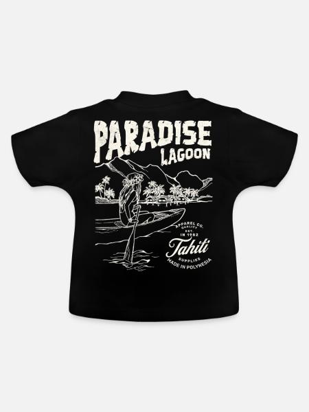 Paradieslagune Illustration - Baby Bio-T-Shirt mit Rundhals - Schwarz