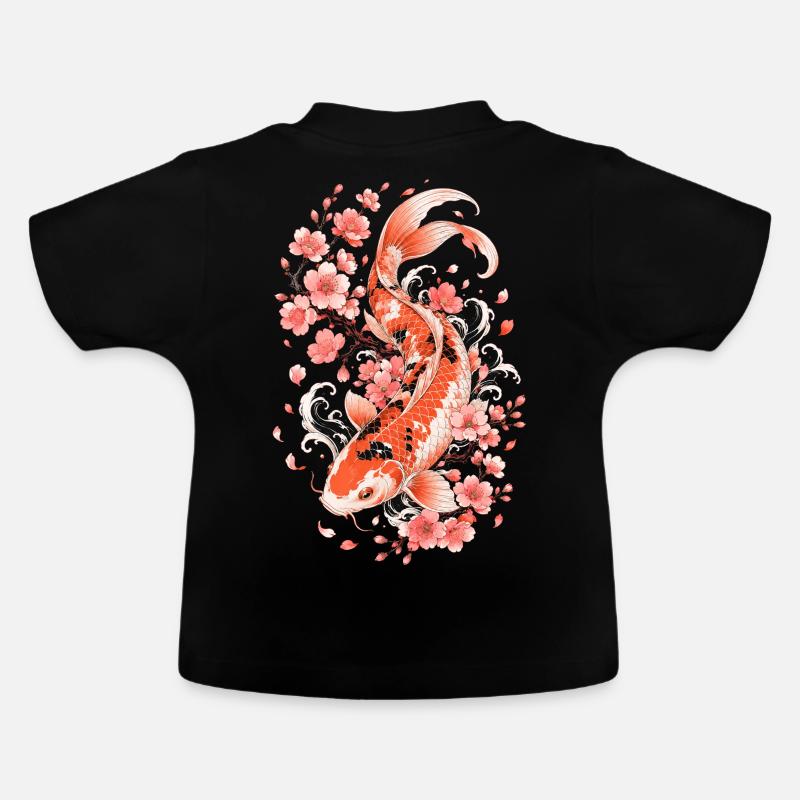 Flux de Koi Sakura - T-shirt bio col rond Bébé - noir