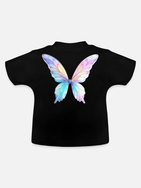 Feenflügel Design - Baby Bio-T-Shirt mit Rundhals - Schwarz