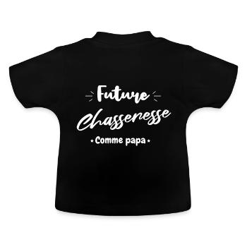 Future chasseresse comme papa - T-shirt bio col rond Bébé - noir - Dos