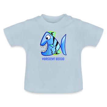 VORSICHT BISSIG - Baby Bio-T-Shirt mit Rundhals - Hellblau - Vorne