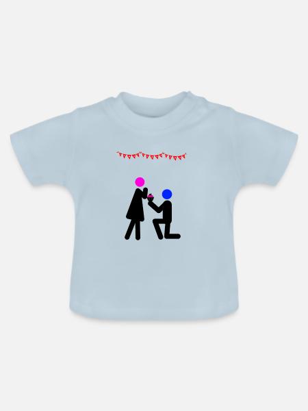 Heiratsantrag - Baby Bio-T-Shirt mit Rundhals - Hellblau