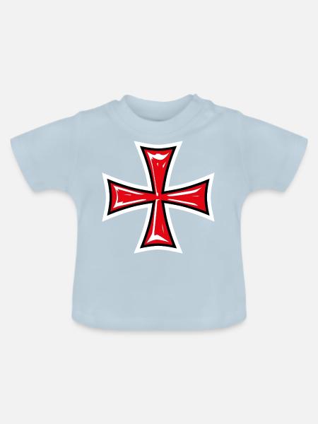 13 Templer Kreuz Ritterkreuz Kreuzritter - Baby Bio-T-Shirt mit Rundhals - Hellblau