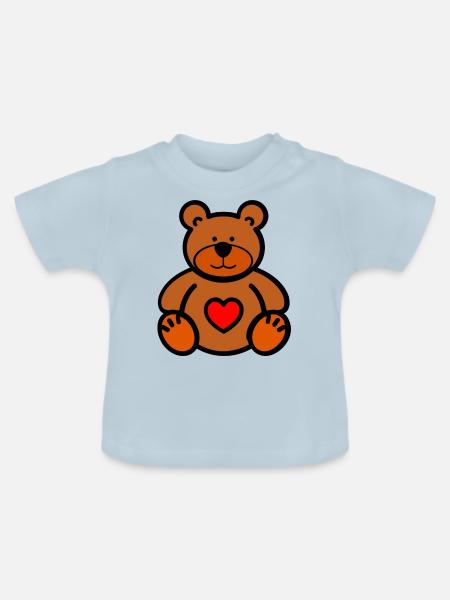 Teddybär - Baby Bio-T-Shirt mit Rundhals - Hellblau