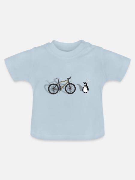Pinguin Mountainbike fahrrad tierwelt - Baby Bio-T-Shirt mit Rundhals - Hellblau
