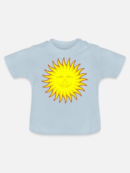 Sonne mit Gesicht - Baby Bio-T-Shirt mit Rundhals - Hellblau