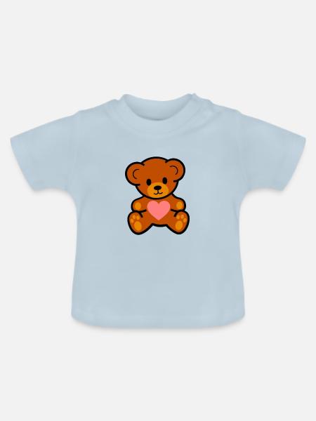 süßes Teddybär - Baby Bio-T-Shirt mit Rundhals - Hellblau
