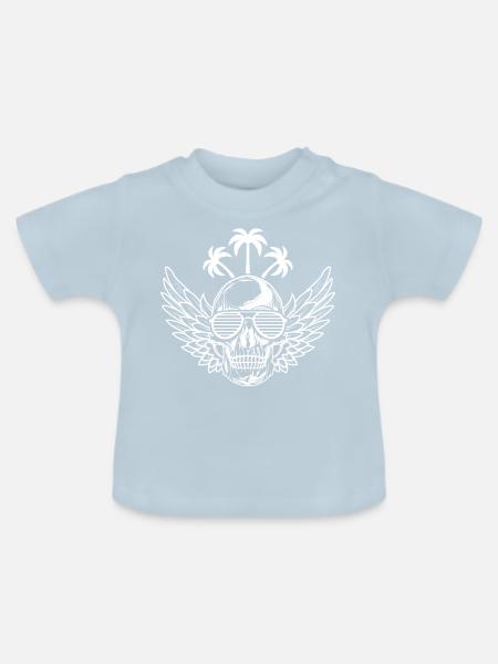 Skelett Party Palmen Cool - Baby Bio-T-Shirt mit Rundhals - Hellblau