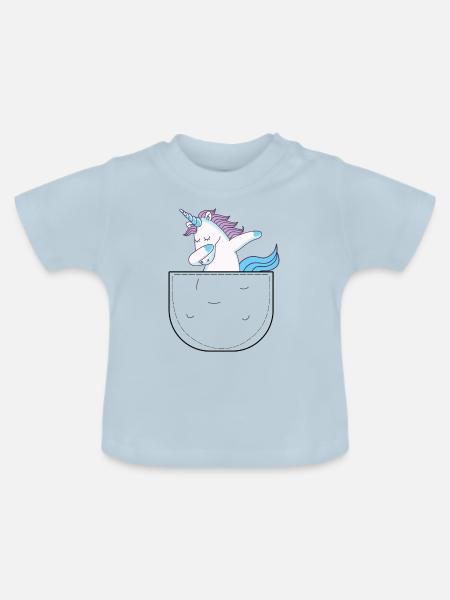 Einhorn in der Tasche - Baby Bio-T-Shirt mit Rundhals - Hellblau