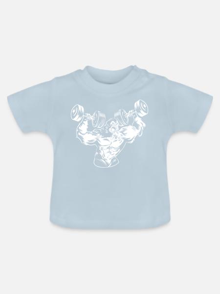 Gorilla workout beast gym - Baby Bio-T-Shirt mit Rundhals - Hellblau