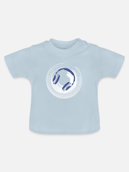 Kopfhörer Musik - Baby Bio-T-Shirt mit Rundhals - Hellblau