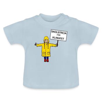 Schulstreik, Greta Schild Fridays for Future Comic - Baby Bio-T-Shirt mit Rundhals - Hellblau - Vorne