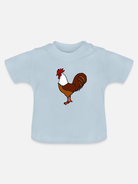 Hahn Comic - Baby Bio-T-Shirt mit Rundhals - Hellblau
