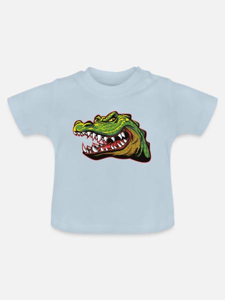 Alligator Krokodil - Baby Bio-T-Shirt mit Rundhals - Hellblau