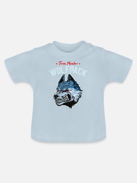 wolf wolfpack team - Baby Bio-T-Shirt mit Rundhals - Hellblau