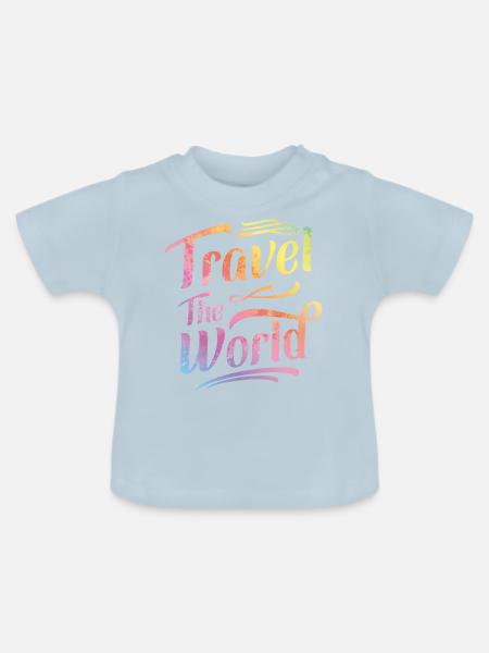 Weltreise Travel Urlaub - Baby Bio-T-Shirt mit Rundhals - Hellblau
