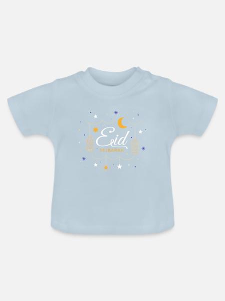 Eid MUBARAK - Baby Bio-T-Shirt mit Rundhals - Hellblau