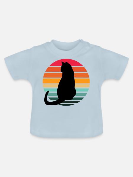 Katze Sunset - Baby Bio-T-Shirt mit Rundhals - Hellblau