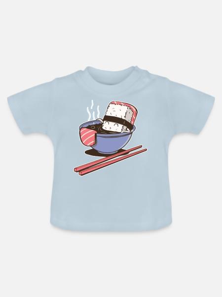 Sushi Suppe Illustration Geschenk - Baby Bio-T-Shirt mit Rundhals - Hellblau