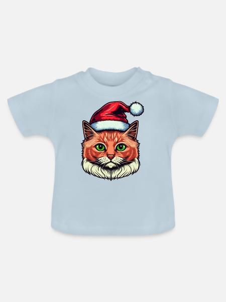 Schönes Weihnachtskatzendesign, ein ausgezeichnetes - Baby Bio-T-Shirt mit Rundhals - Hellblau